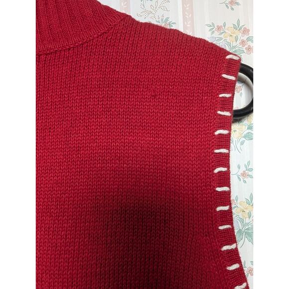 Karen Scott Christmas Tree Sweater Vest WOMENS SMALL red full zip festive ugly - Picture 6 of 9